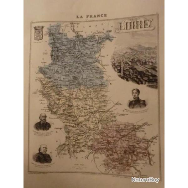 carte geographique  loire   periode  1888