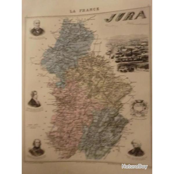 carte geographique  jura   periode  1888