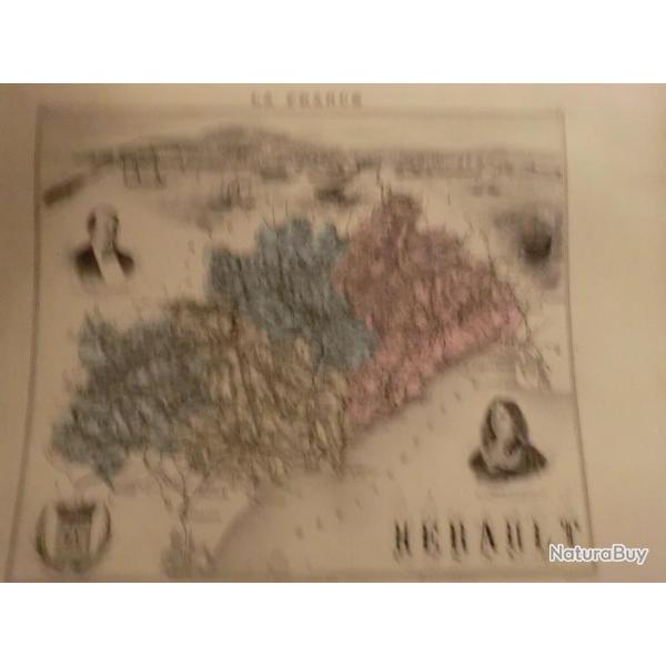 carte geographique  h�rault    periode  1888