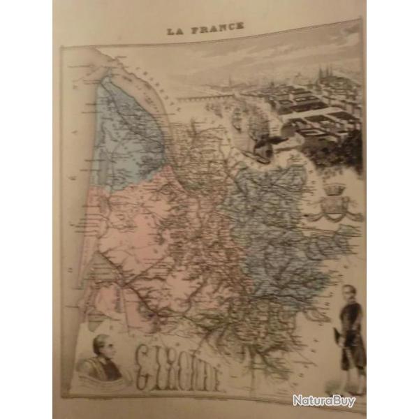 carte geographique  gironde   periode  1888