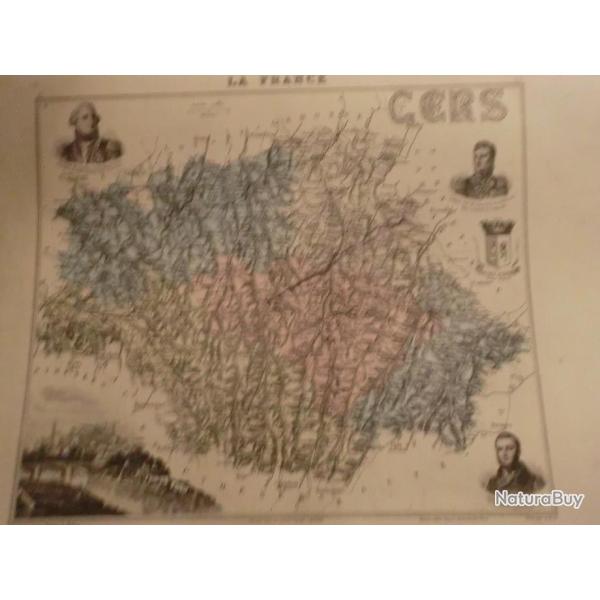 carte geographique  gers  periode  1888