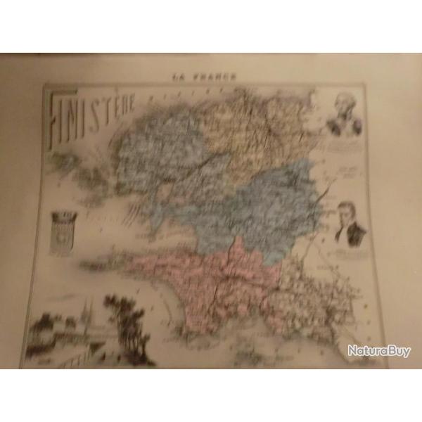 carte geographique finistere   periode  1888