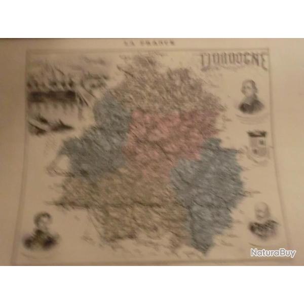 carte geographique  dordogne   periode  1888