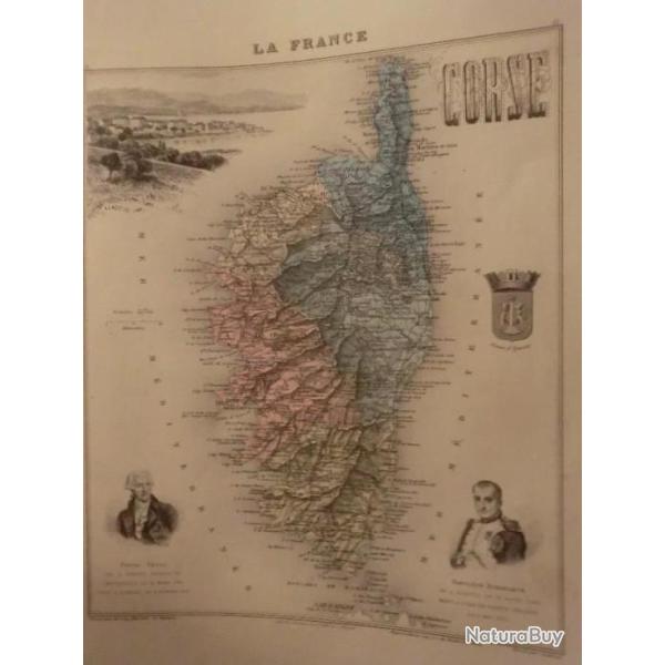 carte geographique  corse   periode  1888