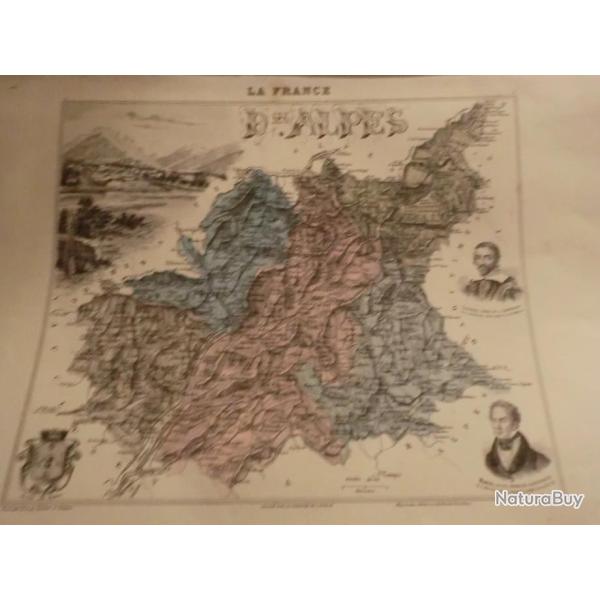 carte geographique  basses   alpes  periode  1888