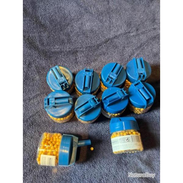 lot de 10 biberon de 400 billes plastique orange 0.12g avec bec verseur 4000 billes airsoft