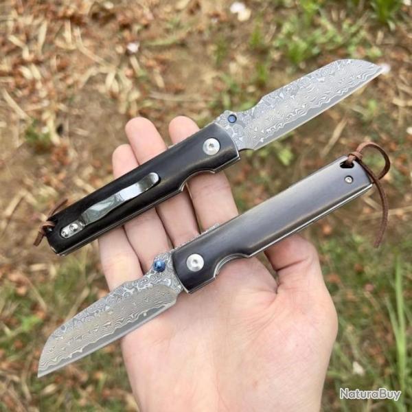 Couteau pliant damas vg10 manche bois ouverture piemontais liner lock