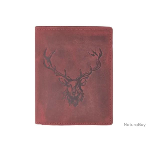 PORTEFEUILLE EN CUIR VINTAGE ROUGE