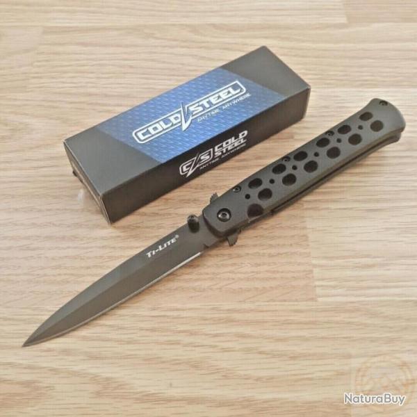 Couteau Cold Steel Ti-Lite Black Lame Acier AUS-8 Manche Zy-Ex Black Liner Lock Clip CS26SPBKBK