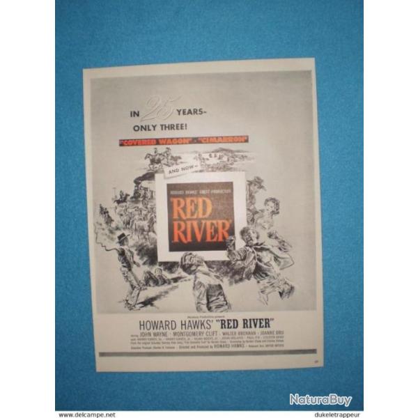 Page de publicit� am�ricaine pour RED RIVER , John WAYNE , Howard HAWKS ,etc...Collection !!!
