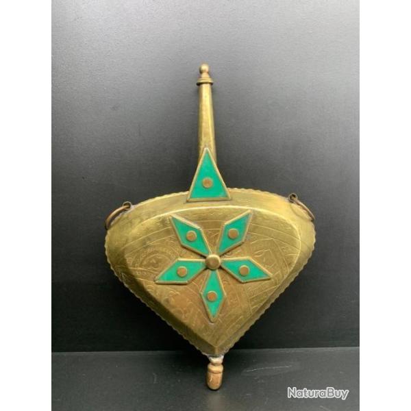 GRANDE GOURDE A POUDRE NOIRE DU MAGHREB, XX� SIECLE, POUR ORNEMENT, MOUKHALA fusil