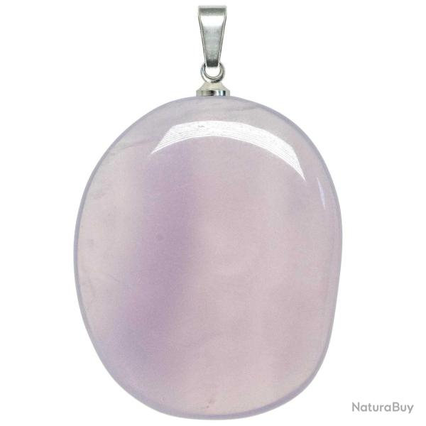 Pendentif galet plat en fluorite mauve