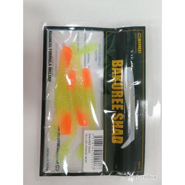 !!! MADNESS BAKUREE SHAD 80MM " COLORIS : YELLOW ORANGE HEAD