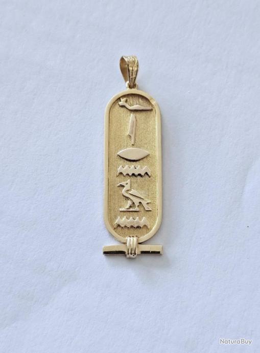 Pendentif Égyptien Ancien En Argent 925 - Cartouche Hiéroglyphique, Occasion Superbe