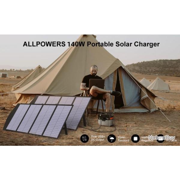 Allpowers Panneau Solaire Pliable Mobile 18V 140W MC-4 DC US Bimbib�s Lapmedicains Power Station