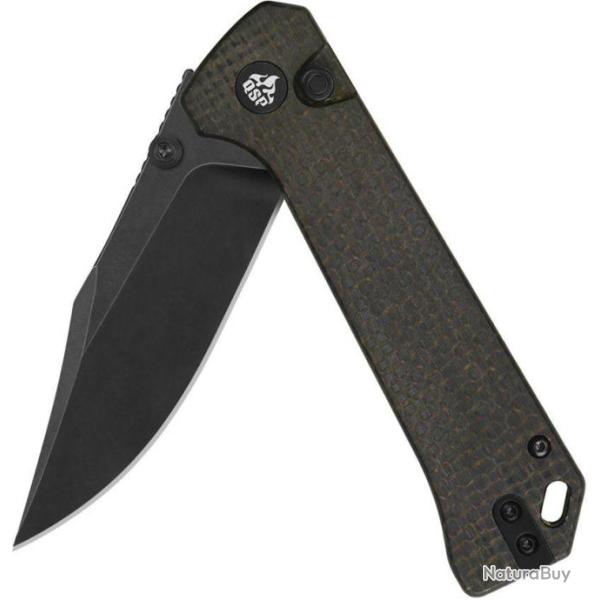 Couteau QSP Knife Grebe Brown Lame Acier 14C28N Manche Micarta IKBS Button Lock Clip QS147A2