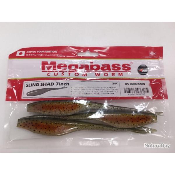 !!! Leurre MEGABASS SLING SHAD 7 INCH !!!COLORIS : 05 RAINBOW