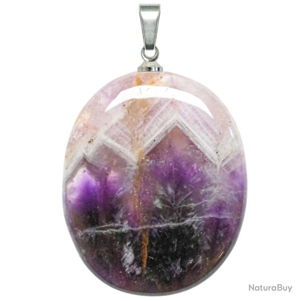 Pendentif galet plat en am�thyste d'Auvergne