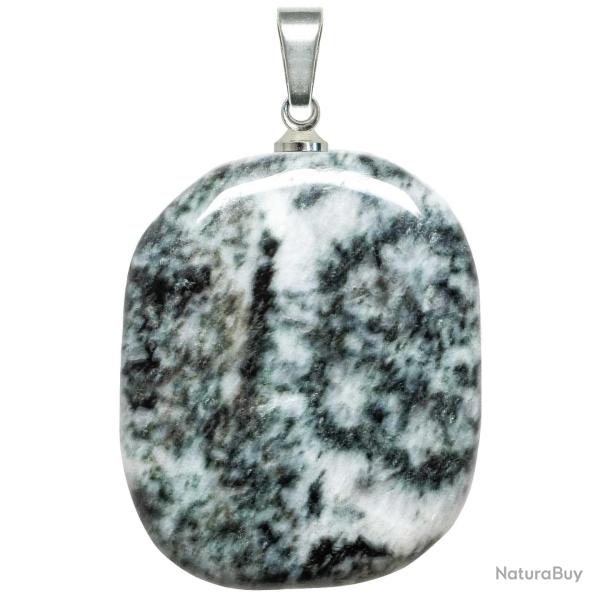 Pendentif galet plat en diorite orbiculaire