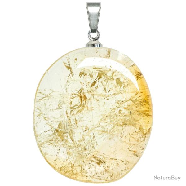 Pendentif galet plat en citrine