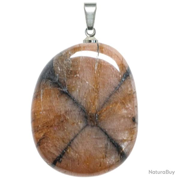 Pendentif galet plat en chiastolite