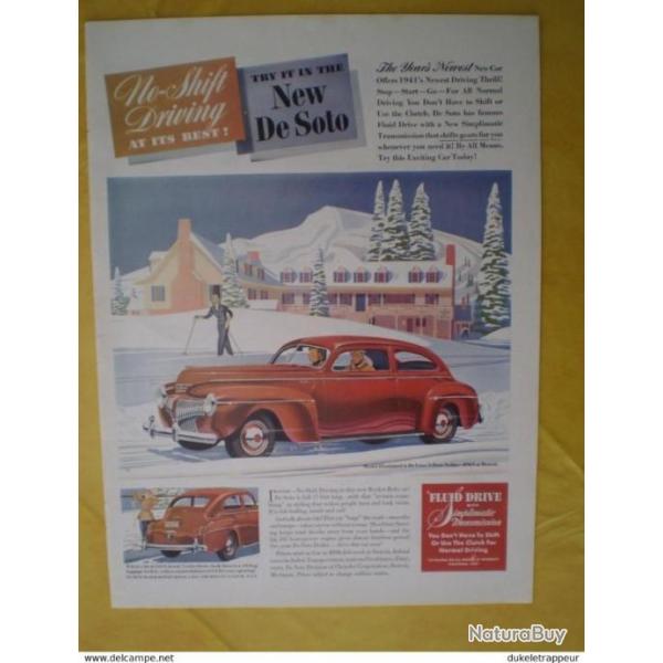 Publicit� de 1941 pour la derni�re voiture sortie aux U.S.A. la "De Soto" ! Collection !!!
