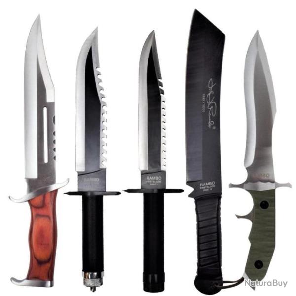 Pack Collection Compl�te de Couteaux Rambo 1 / Rambo 2 / Rambo 3 / Rambo 4 / Rambo 5