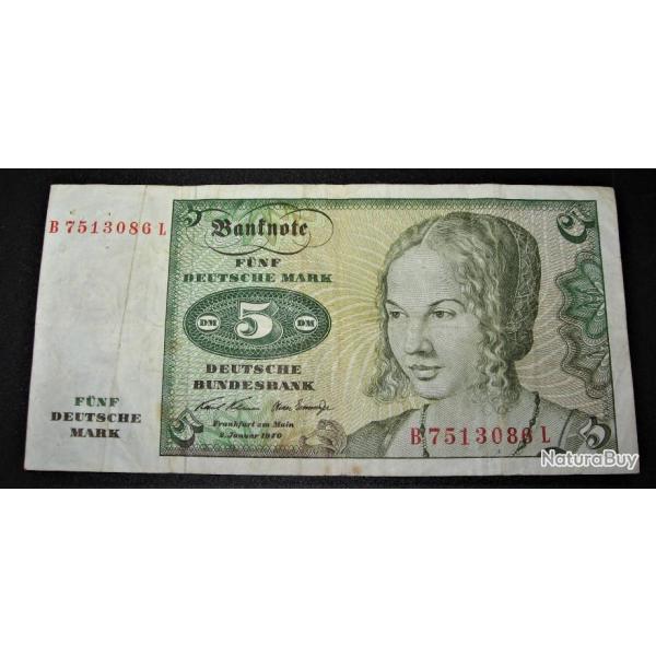 ALLEMAGNE 5 deutche mark 1970 ttb bank note