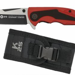 Couteau pliant K25 G10 rouge/noir. L 8.8