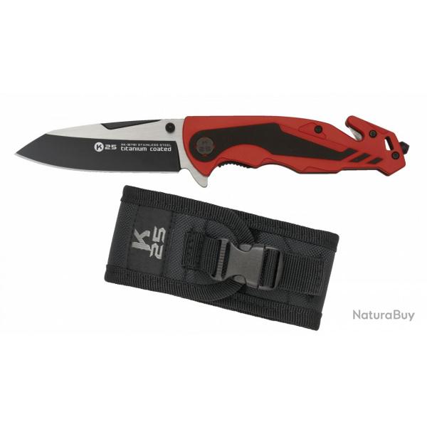 Couteau pliant K25 G10 rouge/noir. L 8.8