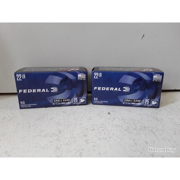 BOITE DE 100 BALLES FEDERAL 22lr A GRENAILLES SMALL GAME BIRD SHOT 25GRAINS