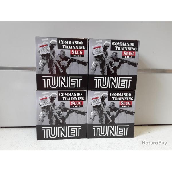 LOT DE 4 BOITES DE CARTOUCHES A BALLES TUNET COMMANDO TRAINING SLUG CAL12