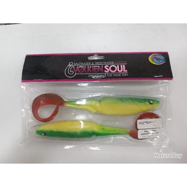 !!! Leurre souple VOLKIEN SOUL TALION EVO MONSTER EEL 200 !!! CHARTREUSE ORANGE TAIL