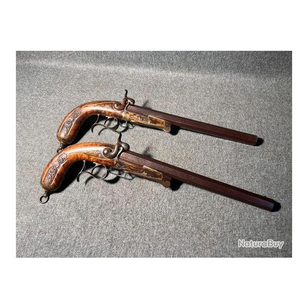 Paires de pistolets a broche fermeture lefaucheux XIX�me