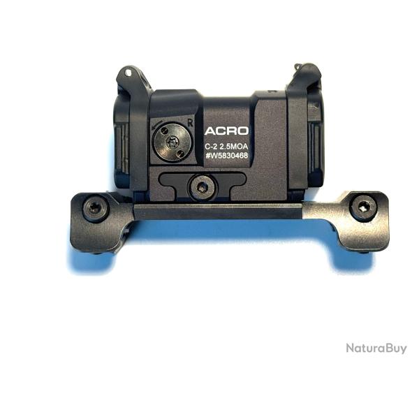 Ensemble Aimpoint ACRO C-2 avec bonnettes flip up sur montage HMS SAMO pour arme Blaser