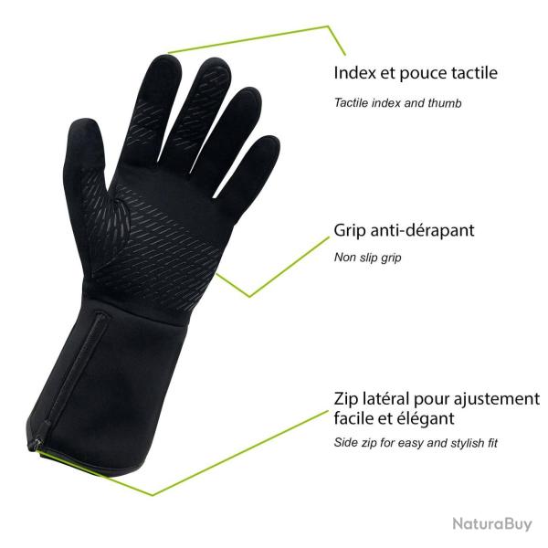 Sous gants chauffants Sancy. Wantalis Noir