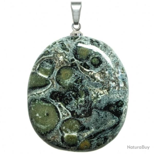 Pendentif galet plat en jaspe de Kambaba