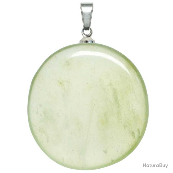 Pendentif galet plat en jade vert
