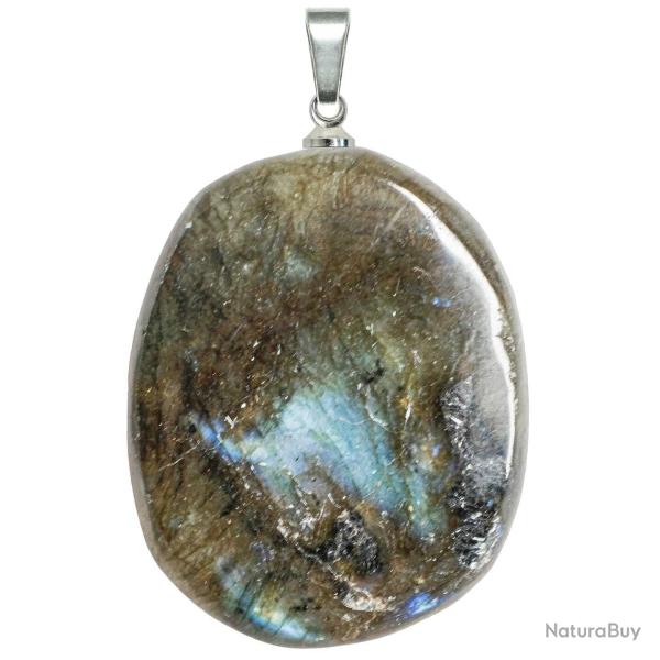 Pendentif galet plat en labradorite