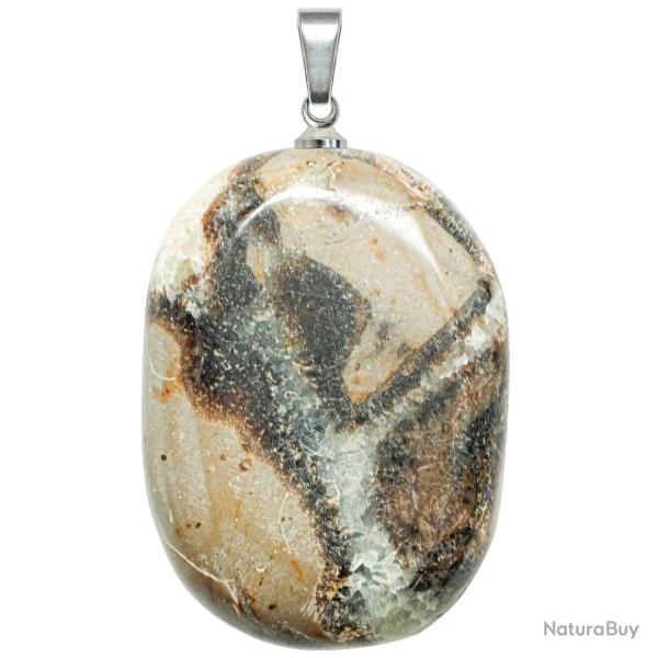 Pendentif galet plat en septaria