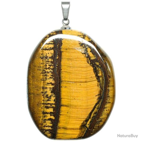 Pendentif galet plat en oeil de tigre
