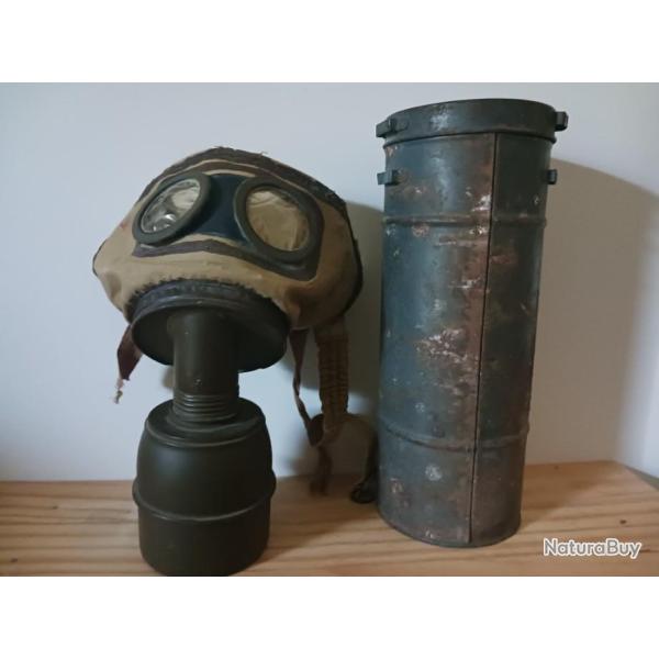 Masque � gaz de la d�fense passive DUCEL ww2 avec son �tuis