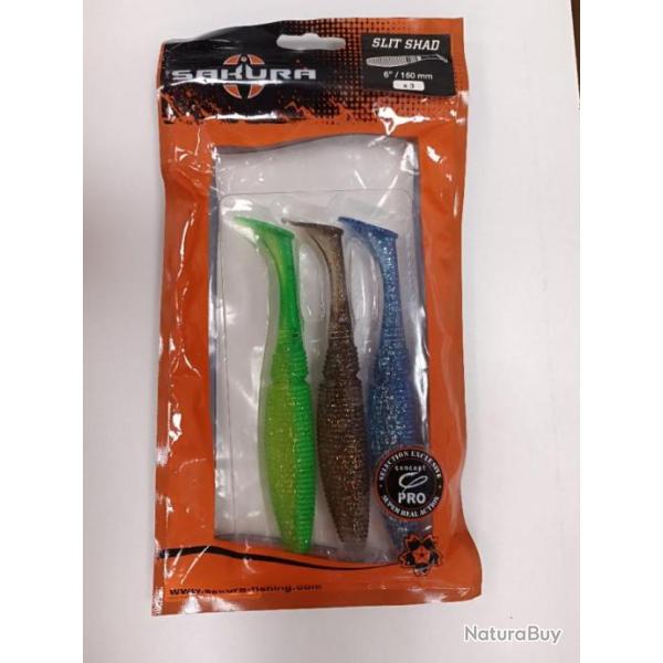 !!! Leurre Sakura SLIT SHAD  150MM MIX !!!