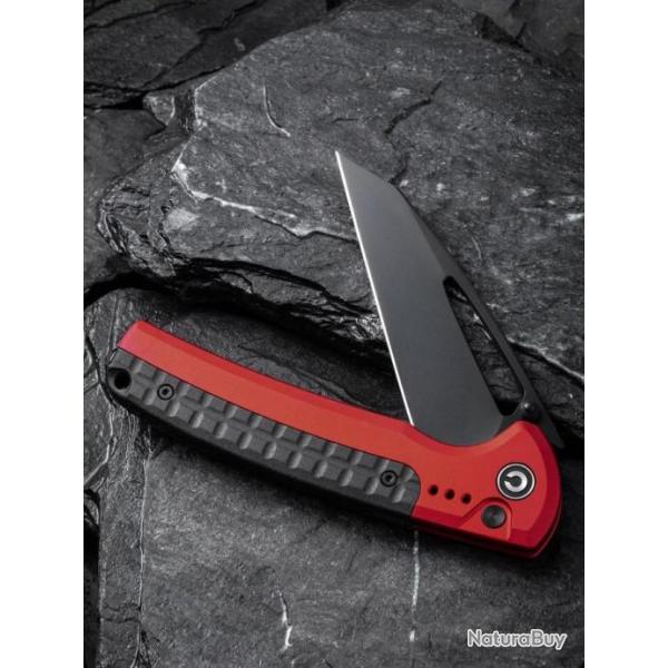 Couteau CIVIVI Sentinel Red/Black Manche Alu Lame Acier K110 Black Reverse Tanto Button CIVC22025B1