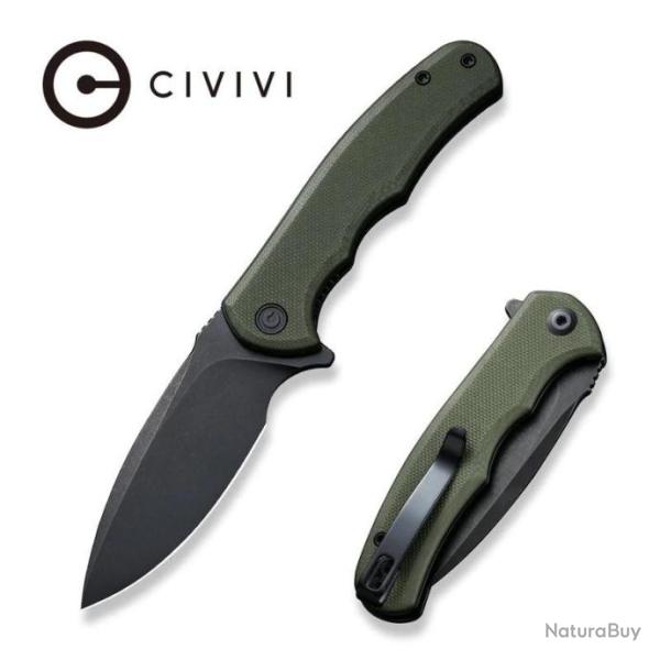 Couteau Civivi Mini Praxis Green Lame Acier D2 Manche G10 IKBS Linerlock Clip CIVC18026C1