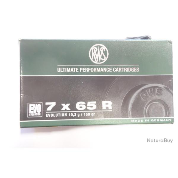1 BOITE DE BALLES RWS  EVO CALIBRE  7X65R   10.3G 159GR
