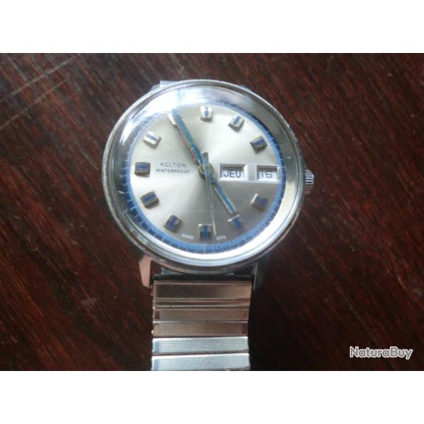 montre homme mecanique dateur journalier  kelton waterproof