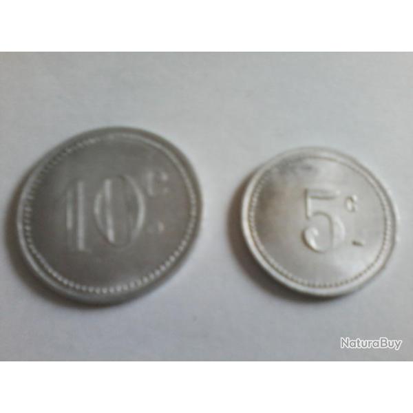 jetons de n�cessit� alu 10 et 5 centimes ROUGIERS VAR