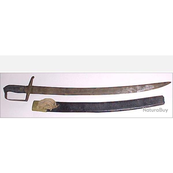 FRANCE Post REVOLUTION - 1er EMPIRE - SABRE type BRIQUET brut de dcouverte, avec son fourreau cuir