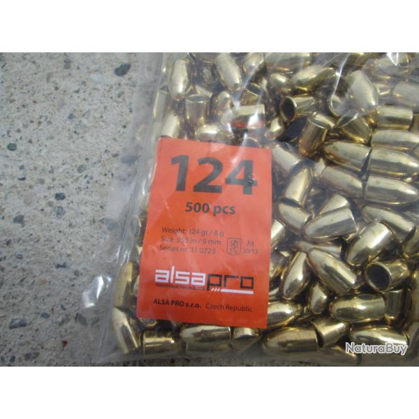 500 ogives ALSA en 9 para 124grs .355 FMJ